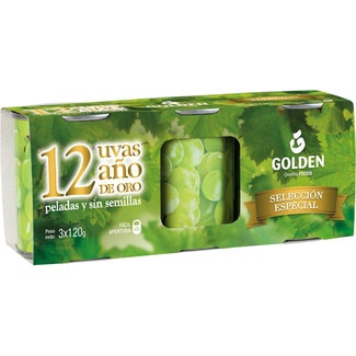 12 uvas Año de Oro peladas y sin semillas pack 3 latas 130 g neto escurrido - Golden