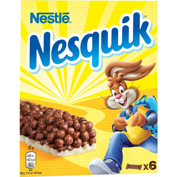 Nestlé Nesquik Barras de Cereais de Chocolate com Leite Pack 6 embalagem 150 g