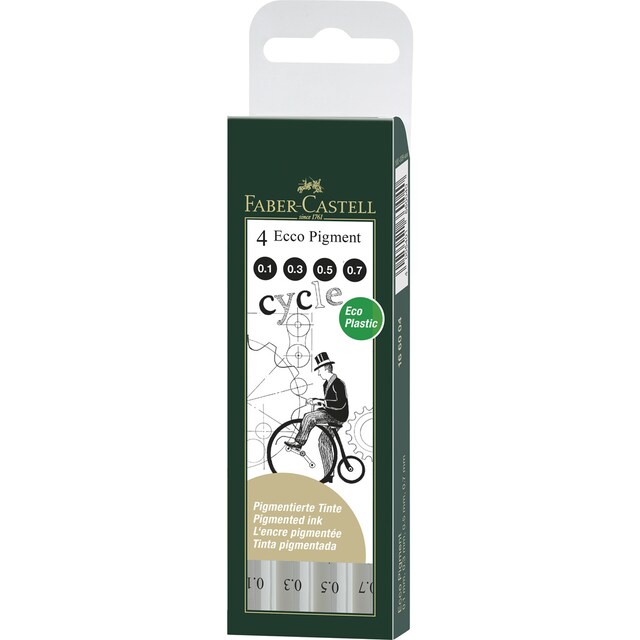 Imagen 0 de Bolsa con 4 Rotuladores Faber-Castell Ecco-Pigment