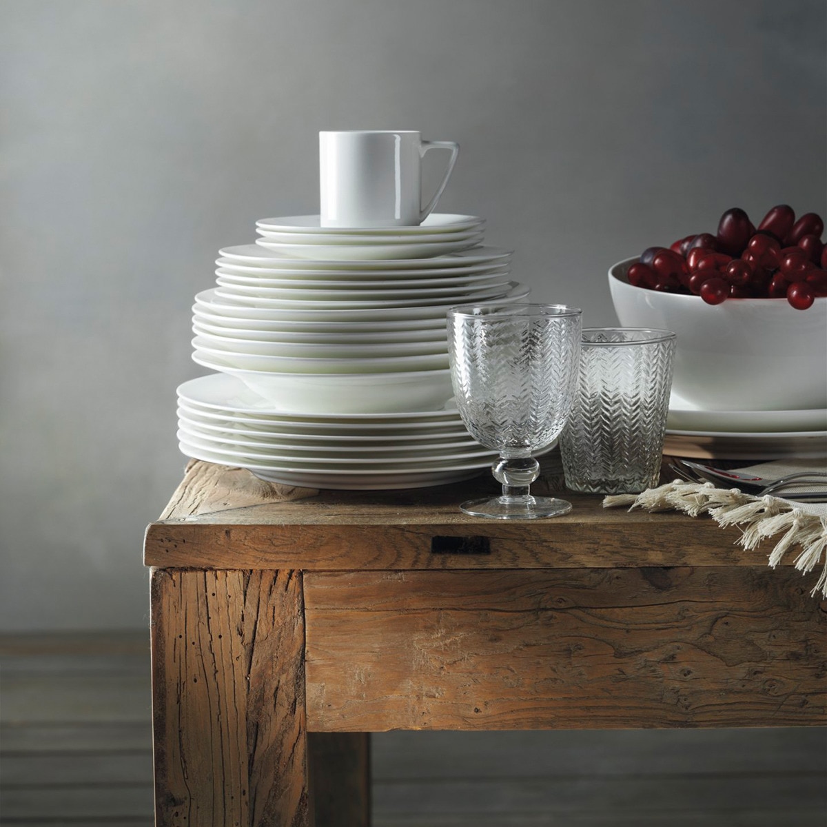 Loiça por peças redondas com aba Bone China Essential El Corte Inglés Branco-2