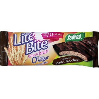 Barra Lite Bite de Chocolate Preto sem Açúcar embalagem 17 g - Santiveri