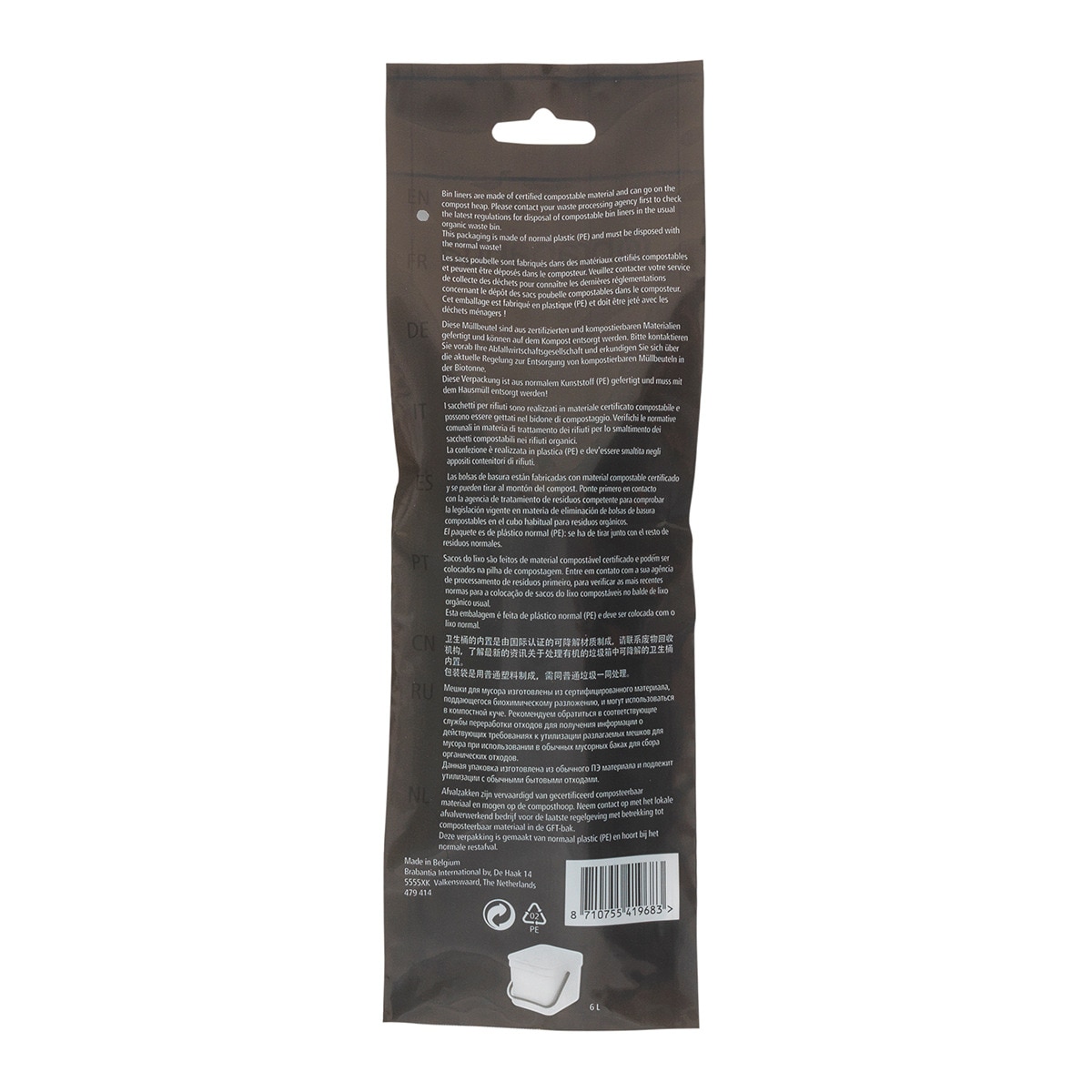 10 sacos de lixo S 6 L Brabantia Branco-2