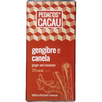 Chocolate Preto com Gengibre e Canela embalagem 100 g - Pedaços De Cacau