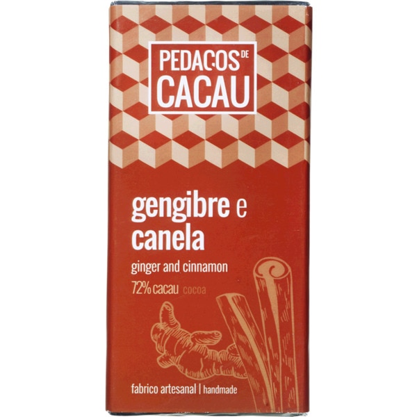 Chocolate Preto com Gengibre e Canela embalagem 100 g