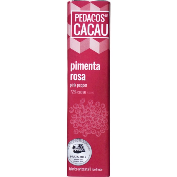 Chocolate Preto com Pimenta Rosa embalagem 30 g