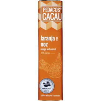 Chocolate Preto com Laranja e Noz embalagem 30 g - Pedaços De Cacau
