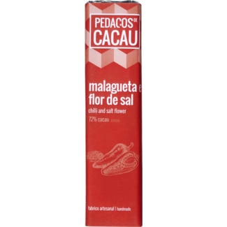 Chocolate Preto com Malagueta e Flor de Sal embalagem 30 g - Pedaços De Cacau