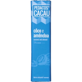 Chocolate Preto com Coco e Amêndoa embalagem 30 g - Pedaços De Cacau