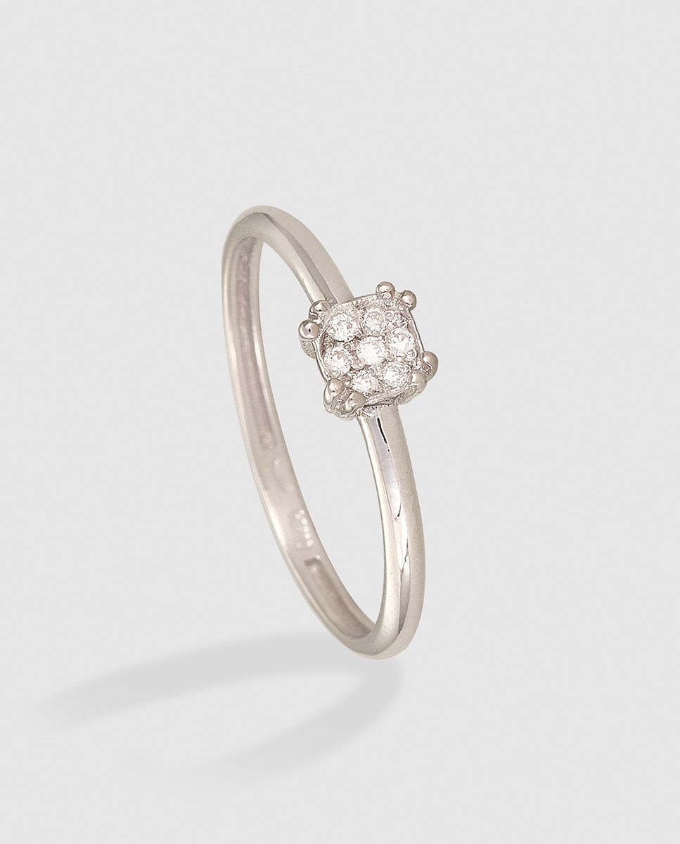 Anillo solitario de mujer El Corte Inglés Blanco-1