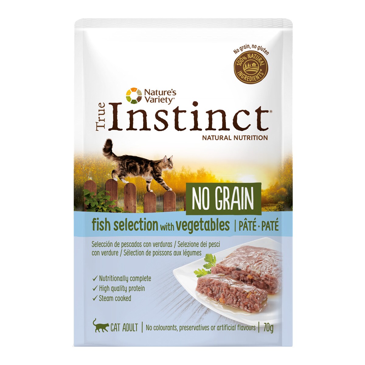 True Instinct - Comida Húmeda Para Gatos Adultos True Instinc No Grain Paté Pescados Con Verduras 70 Gr