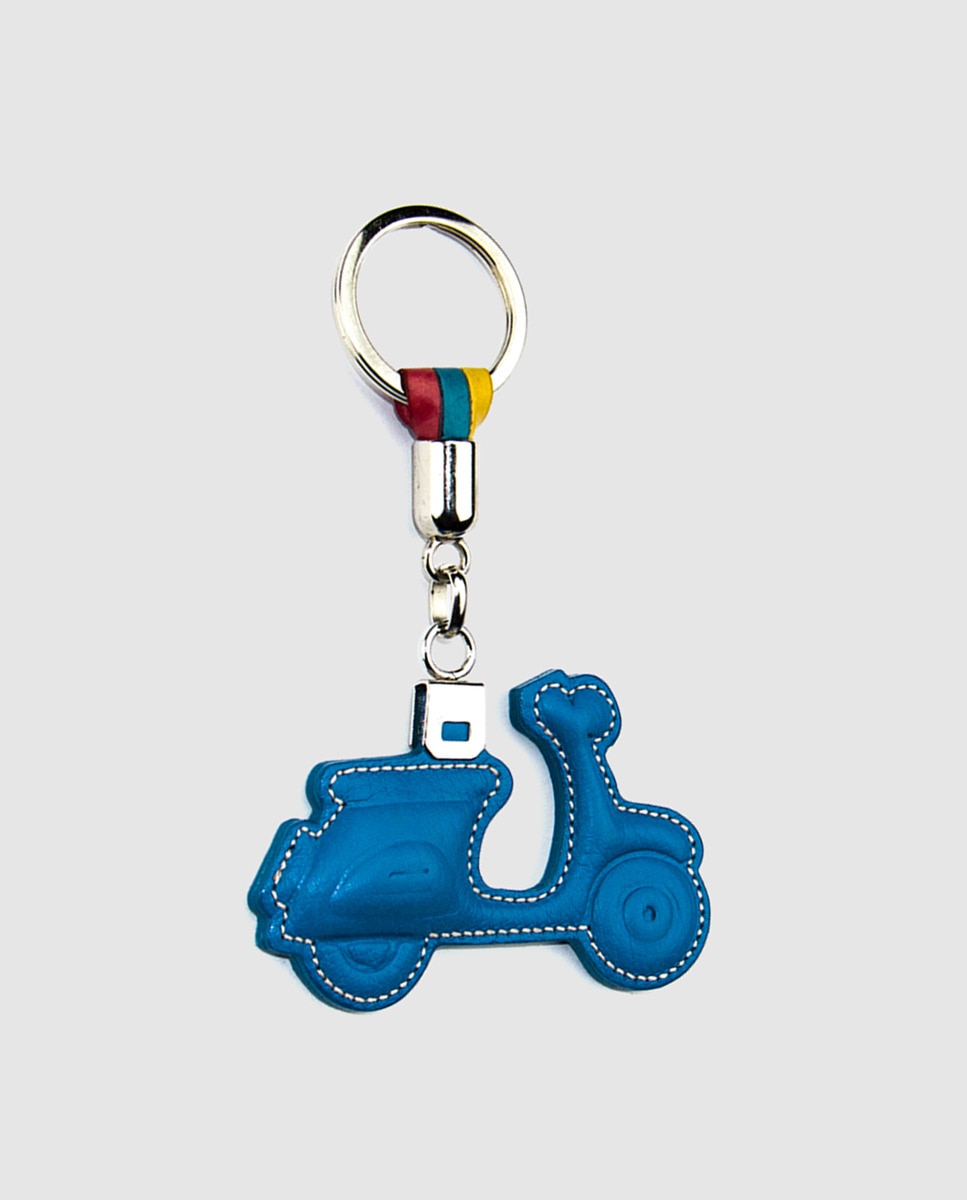 Porta-chaves em pele com forma de mota Azul-1