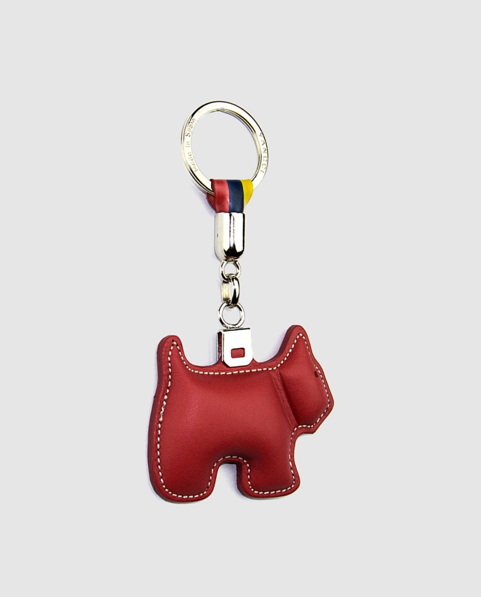 Porta-chaves em pele com forma de cão Vermelho-1
