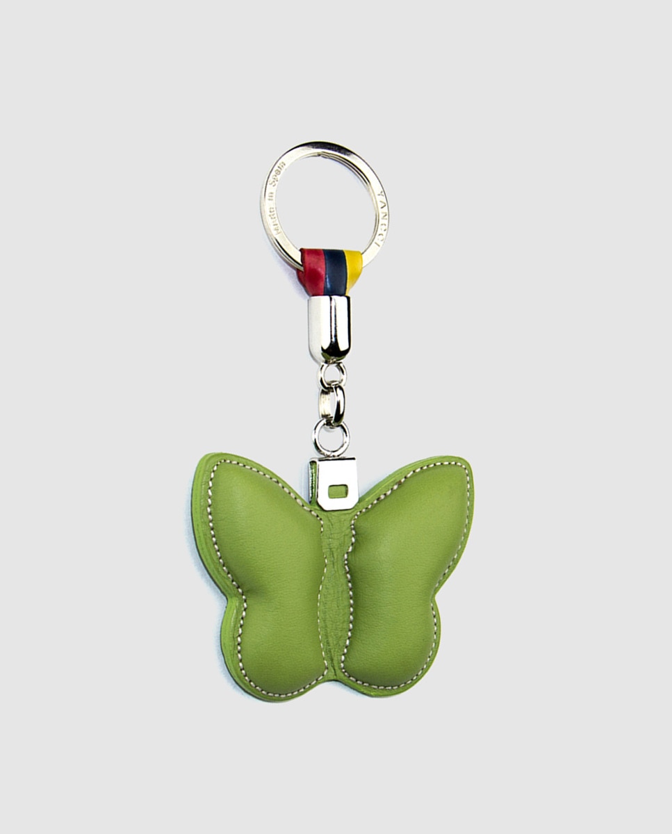 Porta-chaves em pele com forma de borboleta Verde-1