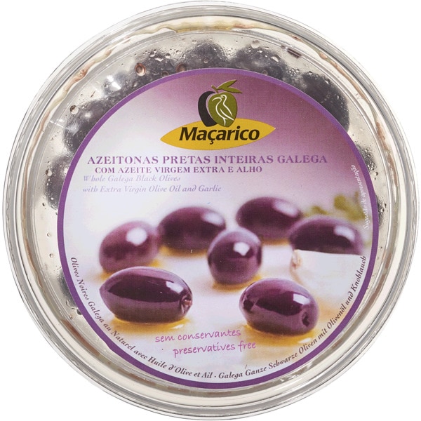 Azeitonas Pretas Inteiras Galega com Azeite Virgem Extra e Alho 155 g
