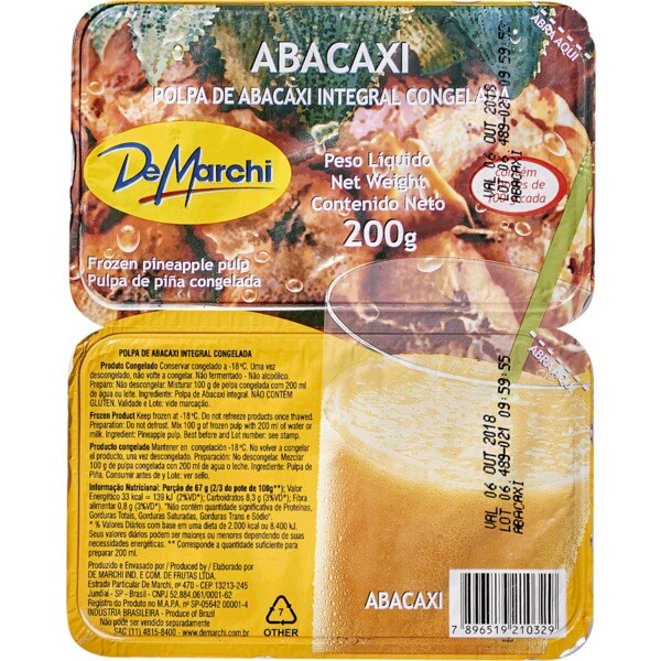 De Marchi Polpa de Abacaxi Integral embalagem 200 g