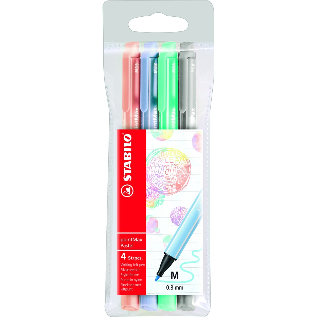 Imagen 0 de Pack de 4 Rotuladores Punta Fina Premium pointMax STABILO Multicolor Pastel
