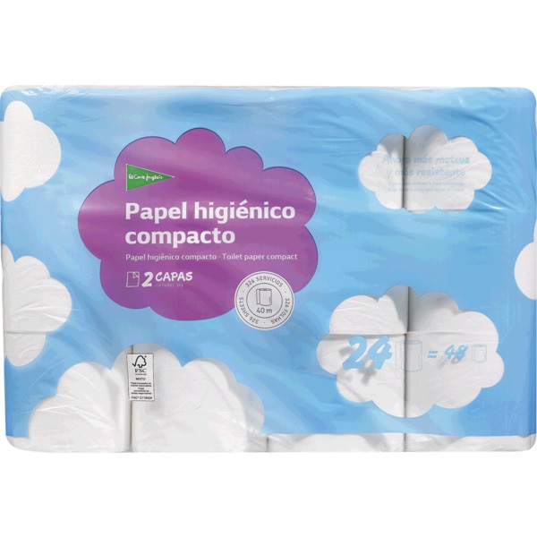 Papel Higiénico Compacto 2 Capas embalagem 24 unidades