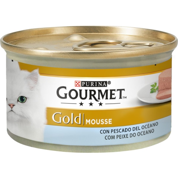 Comida Húmida para Gato Gold Mousse com Peixe do Oceano lata 85 g
