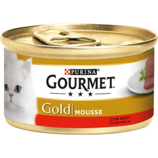 Comida Húmida para Gato Gold Mousse com Carne de Vaca lata 85 g - Gourmet