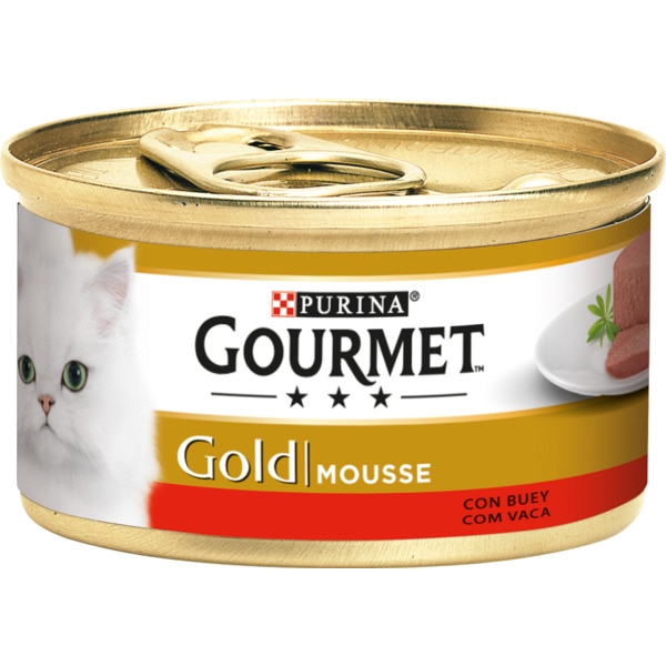 Comida Húmida para Gato Gold Mousse com Carne de Vaca lata 85 g