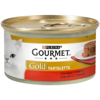 Gold Comida Húmida para Gato Tartelette com Carne de Vaca e Tomate lata 85 g - Gourmet