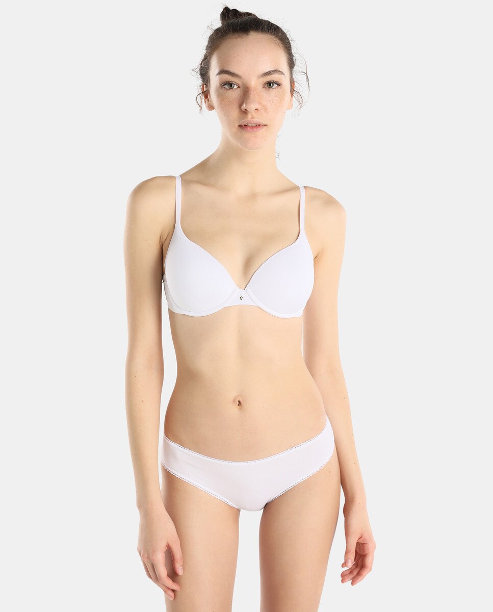 Cueca de biquíni Pecado Original de algodão Branco-3