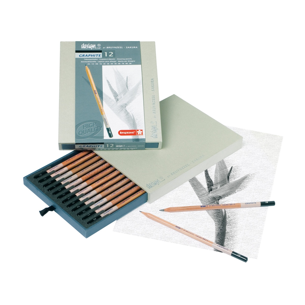 Imagen 0 de Caja de Lujo de 12 Lápices de Grafito de Varios Grados Bruynzeel Multicolor