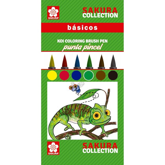 Imagen 0 de Set de Seis Rotuladores Punta Pincel Colores Básicos Acuarelables Sakura Multicolor
