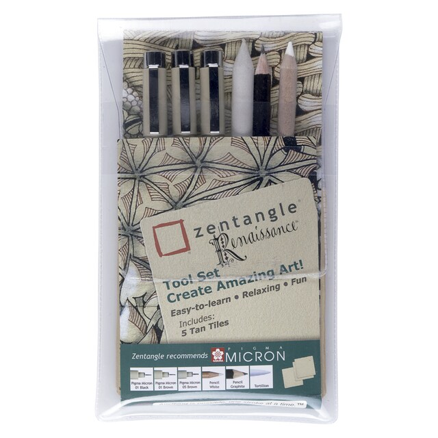 Imagen 0 de Set de Seis Piezas Para La Técnica Zentangle Modelo Renacimiento Sakura Negro y Marron