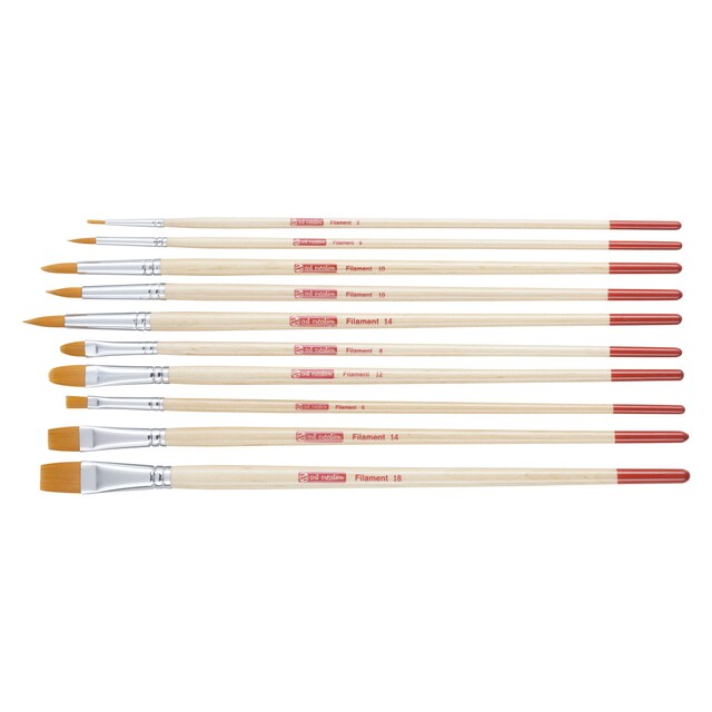 Imagen 0 de Set de Diez Pinceles Artcreation Mango Largo Para Oleo y Acrílico  de Diferentes Tipos y Tamaños de Poliéster Artcreation Beige