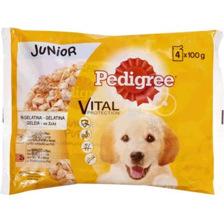 Comida Húmida para Cão Gelatina de Galinha e Vaca com Arroz Pack 4 unidades embalagem 400 g - Pedigree Vital Protection