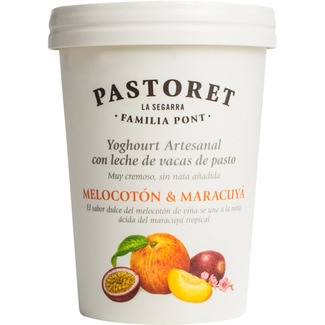 yogur con melocotón y maracuyá artesano cremoso con leche de vacas de pasto sin gluten envase 500 g - Pastoret
