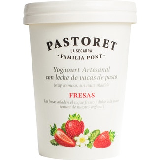 yogur con fresas artesano cremoso con leche de vacas de pasto sin gluten envase 500 g - Pastoret