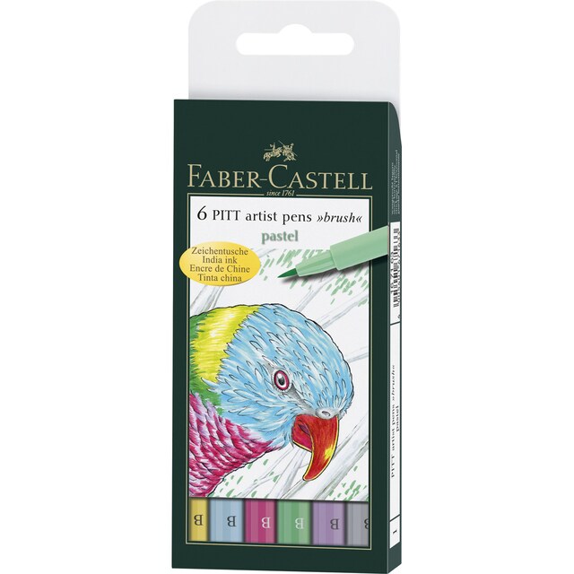 Imagen 0 de Estuche 6 Rotuladores PITT Artist Pen B Faber Castell Tono Pastel
