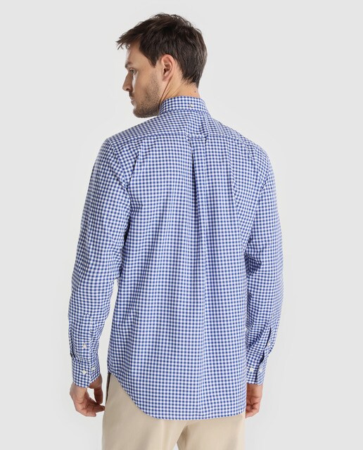 Camisa de lino de hombre Gant regular de cuadros azul · Gant · El Corte  Inglés