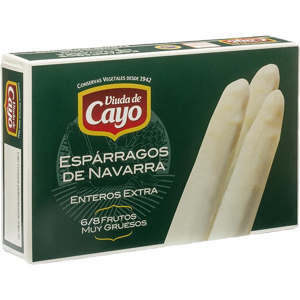 espárragos blancos extra IGP de Navarra muy gruesos 6-8 piezas lata 220 g neto escurrido