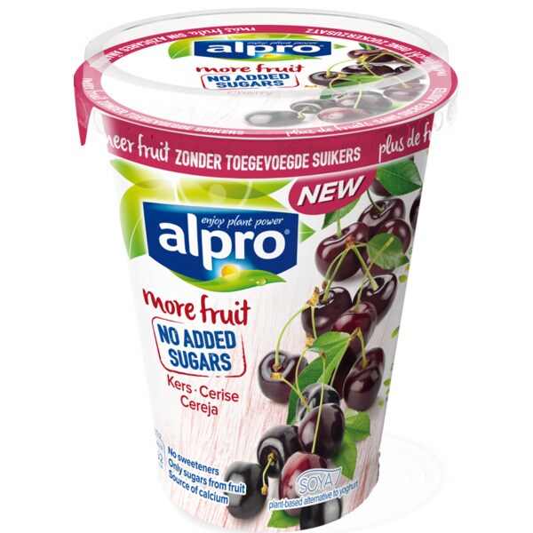 Alpro Yofu de Soja e Cereja sem Açúcar embalagem 400 g
