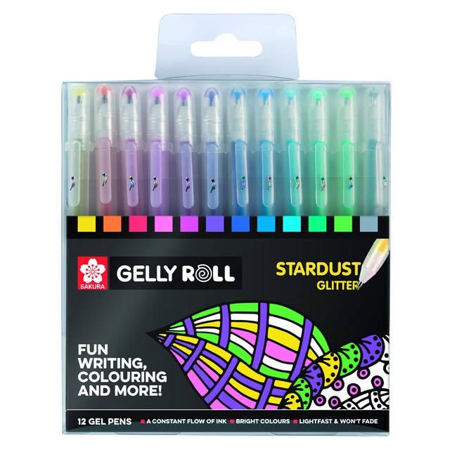 Imagen 0 de Set de Doce Rotuladores de Gel Trazado Fino de Efecto Brillante Gelly Roll Sakura Multicolor