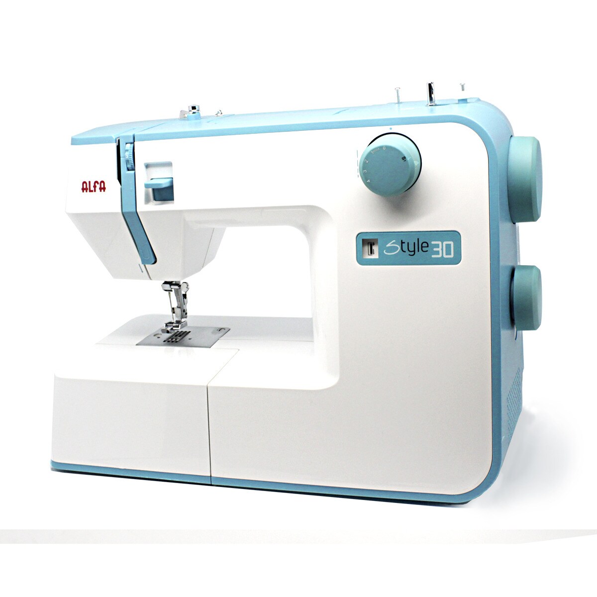 Máquina de coser Alfa Style30 con 19 puntadas. . Blanco / Azul-3