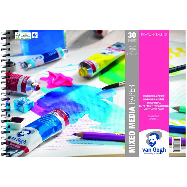 Imagen 0 de Bloc Con Espiral para Tecnicas Mixtas 30 grms M2 30 Hojas 21 X 29,7 cms Van Gogh Multicolor