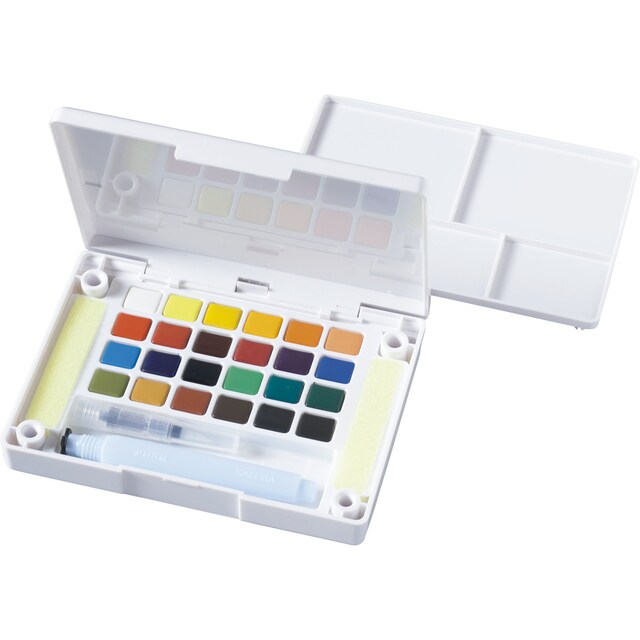 Imagen 0 de Caja de Plástico de 24  Acuarelas y Pincel Rellenable Sakura Multicolor