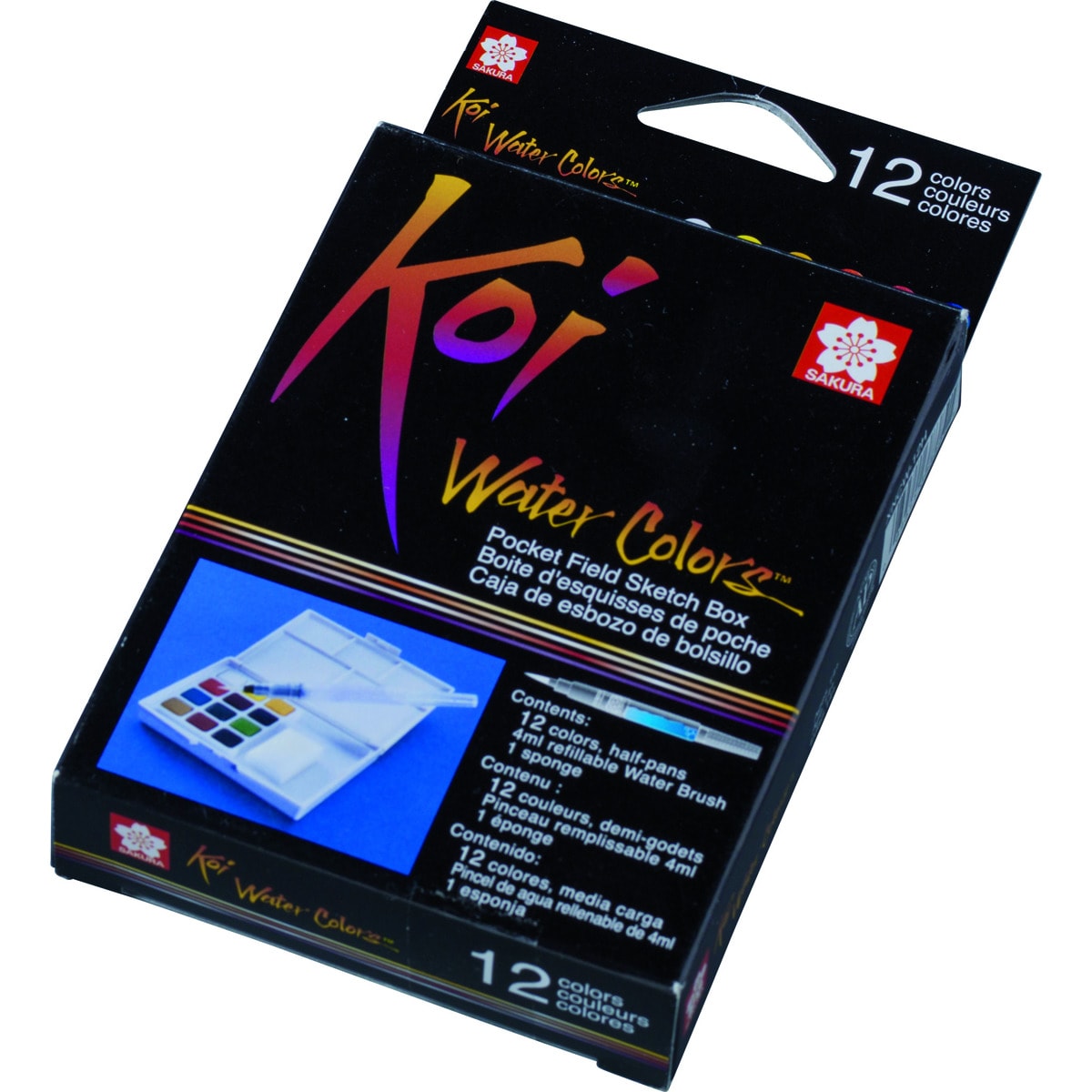 Caja de Plástico de 12 Acuarelas y Pincel Rellenable Sakura Multicolor Multicolor-2