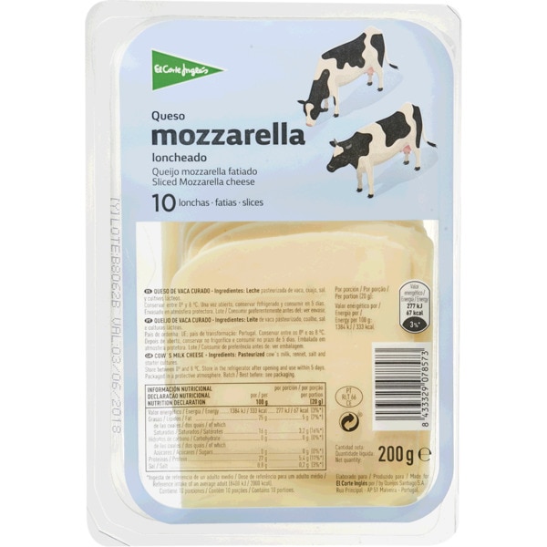 Queijo Mozzarella em Fatias embalagem 200 g