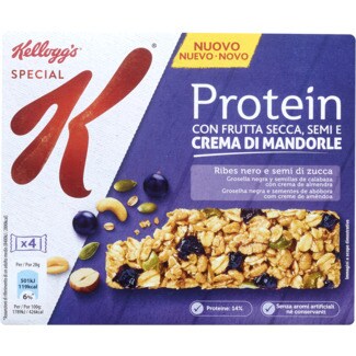 Kellogg's Special K Protein Barras de Cereais com Groselha Preta e Sementes de Abóbora com Creme de Amêndoa embalagem 112 g