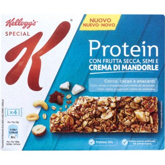 Kellogg's Special K Protein Barras de Cereais com Côco, Cacau e Caju com Creme de Amêndoa embalagem 112 g