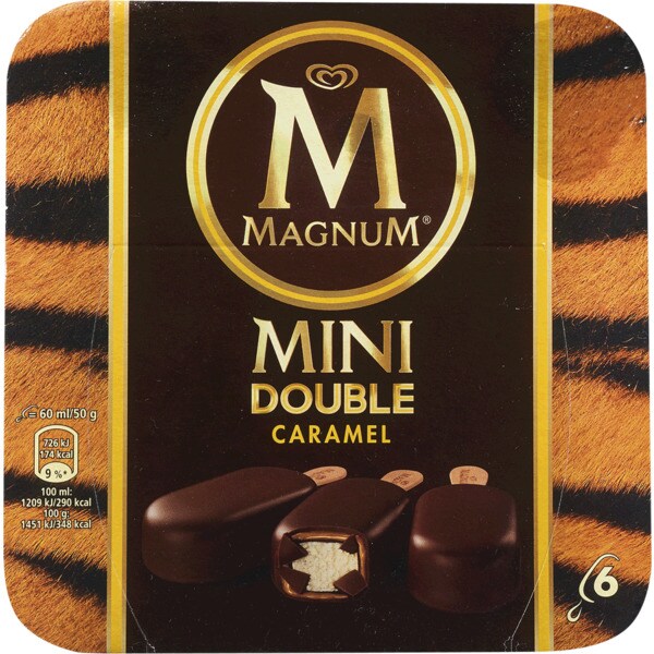 Magnum Mini Gelado Double Caramelo Pack 6 embalagem 60 ml