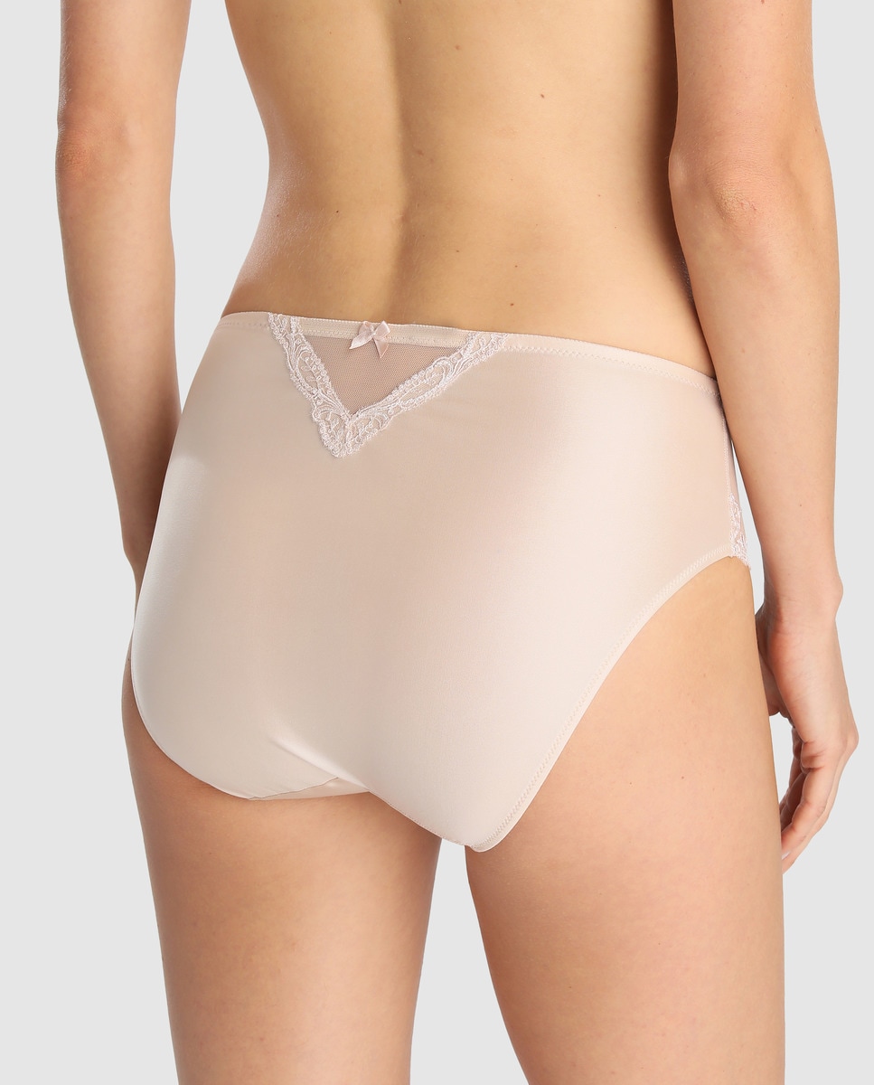 Cueca clássica Splendeur Soie Lise Charmel acetinada com bordado Marfim-2