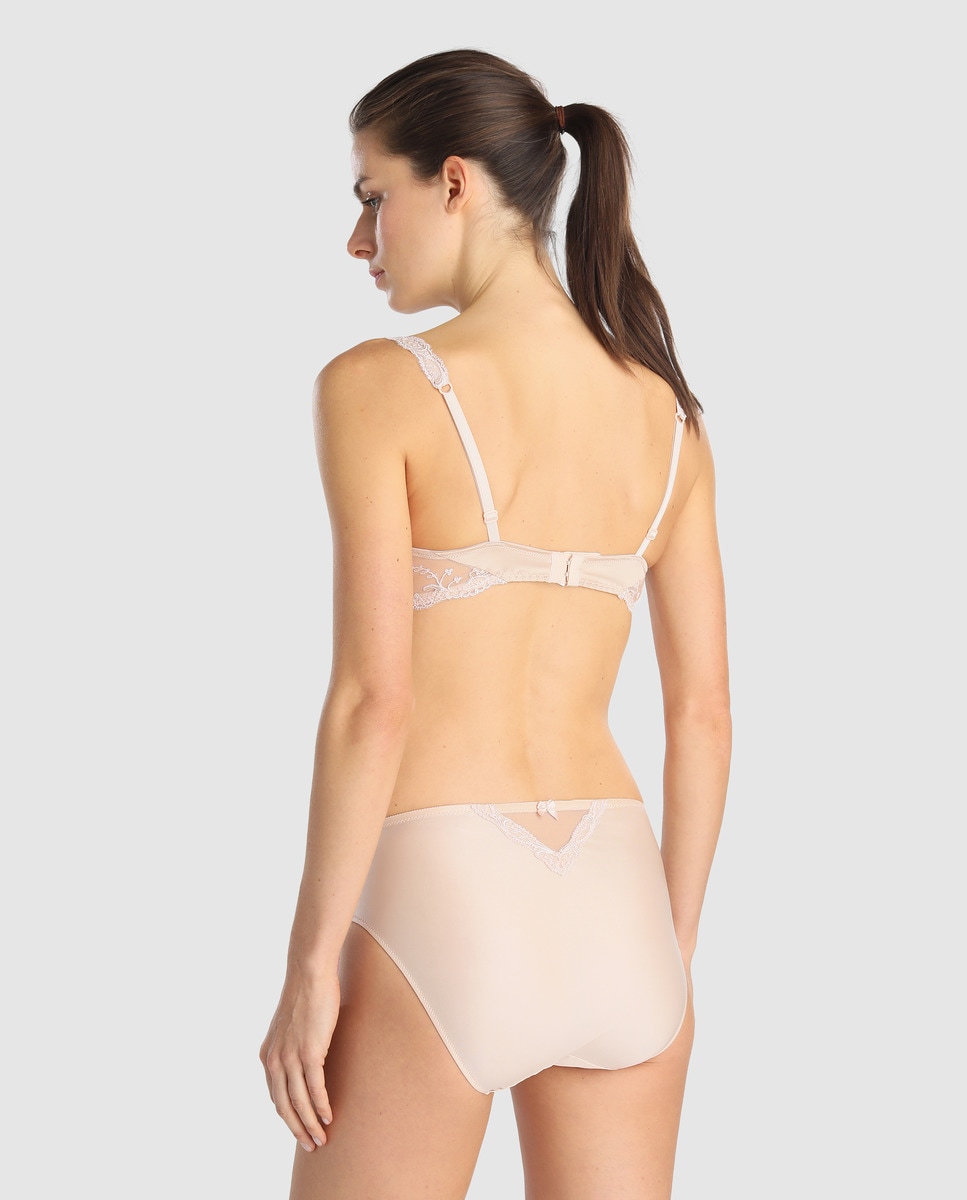 Cueca clássica Splendeur Soie Lise Charmel acetinada com bordado Marfim-4