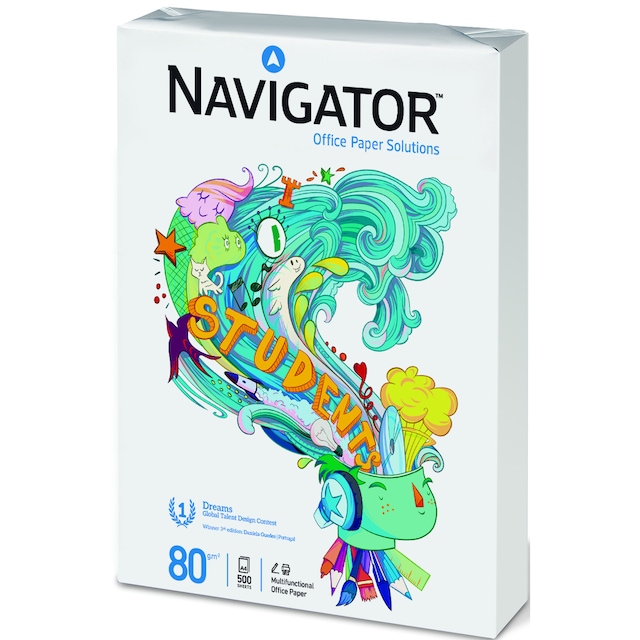 Imagem 0 de Embalagem de Papel de 500 Folhas de 80 g DinA4 Navigator Students Brancas
