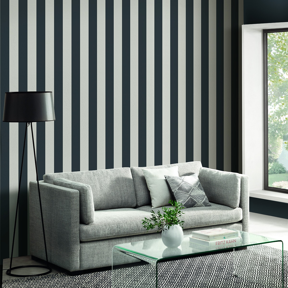 Papel de parede às riscas Basic El Corte Inglés Preto-2